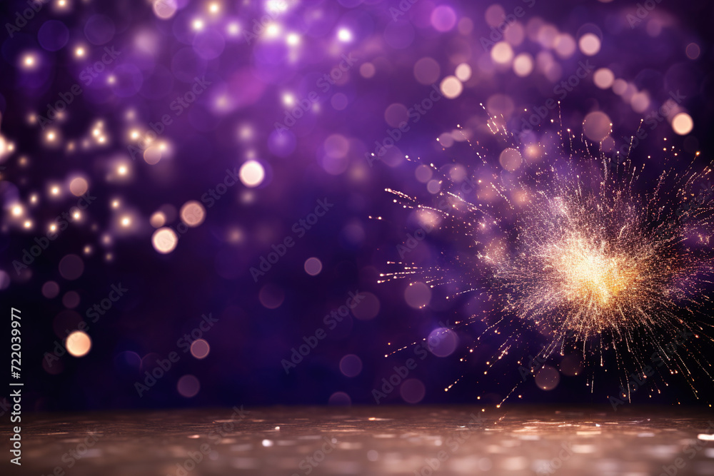 New year celebration using fireworks on the dark purple background . New year celebration using fireworks on the dark purple background .