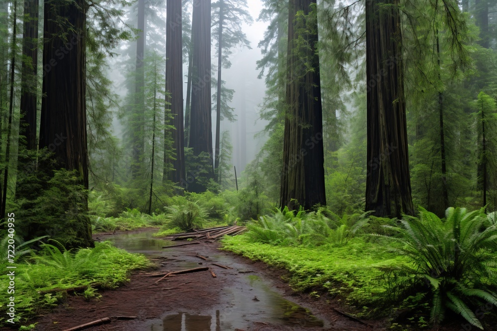 Misty forest path Misty forest path