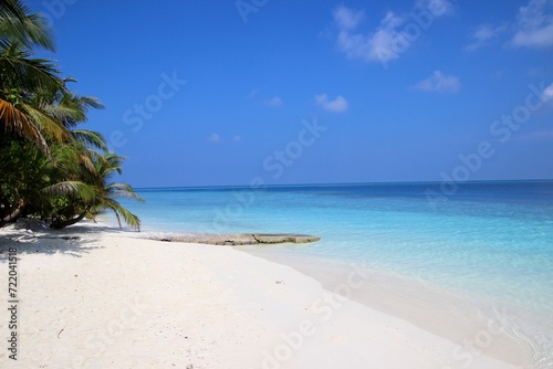 Maledives sea water and white beach
