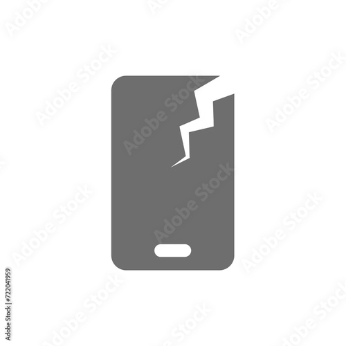 Broken phone vector icon. Smartphone screen and a crack symbol.