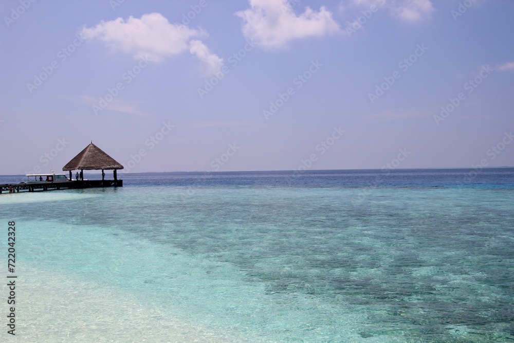 maledives house and beach blue