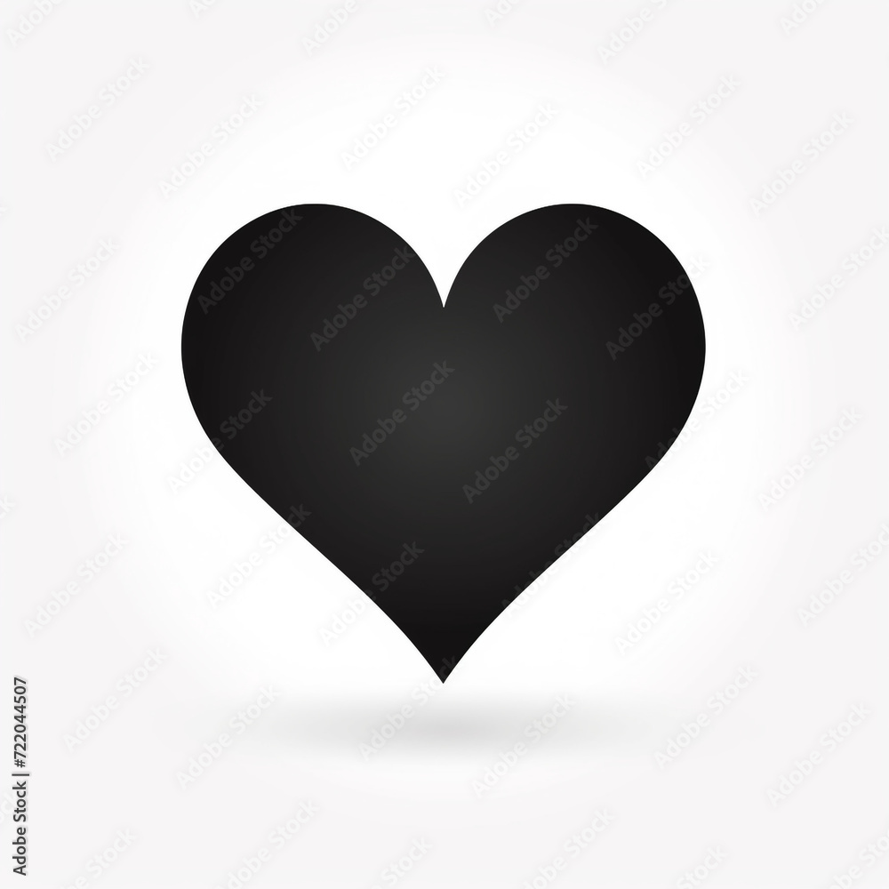single heart symbol black silhouette, flat design, white background, black outline heart сreated with Generative Ai single heart symbol black silhouette, flat design, white background, black outline heart сreated with Generative Ai