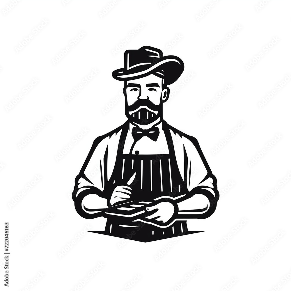 logo of flat butcher, minimalistic, black and white сreated with Generative Ai