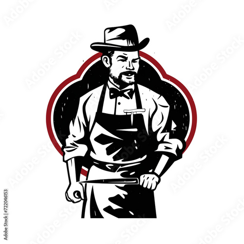 Wallpaper Mural logo of flat butcher, minimalistic, black and white сreated with Generative Ai Torontodigital.ca