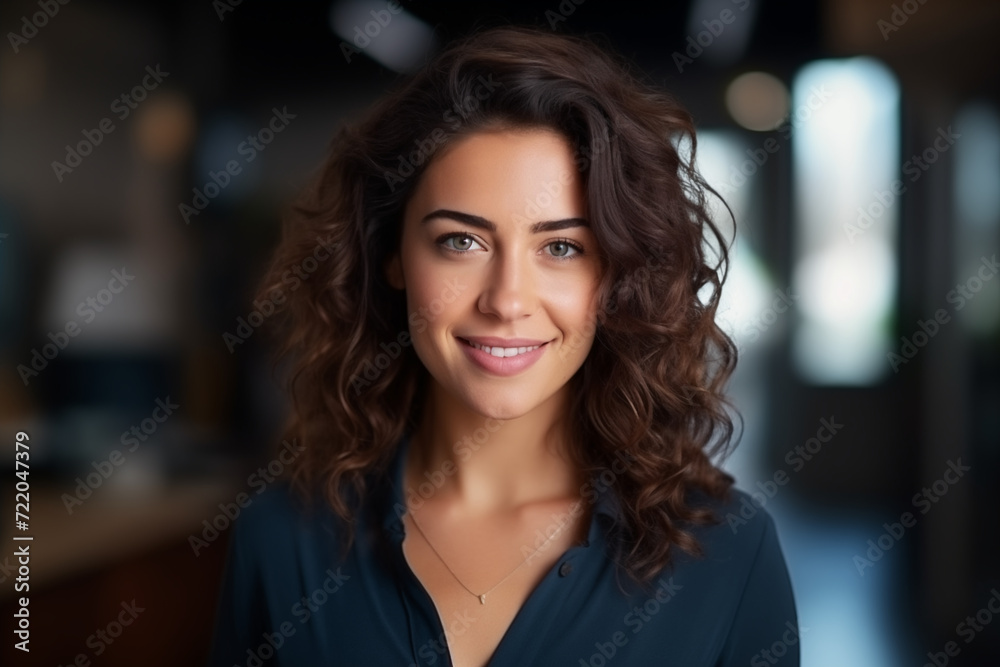 Cheerful, attractive businesswoman with a confident smile. Generative AI. W003 Cheerful, attractive businesswoman with a confident smile. Generative AI. W003