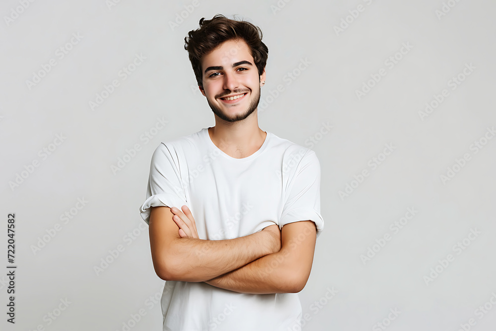 portrait of man arm crossed on isolated background