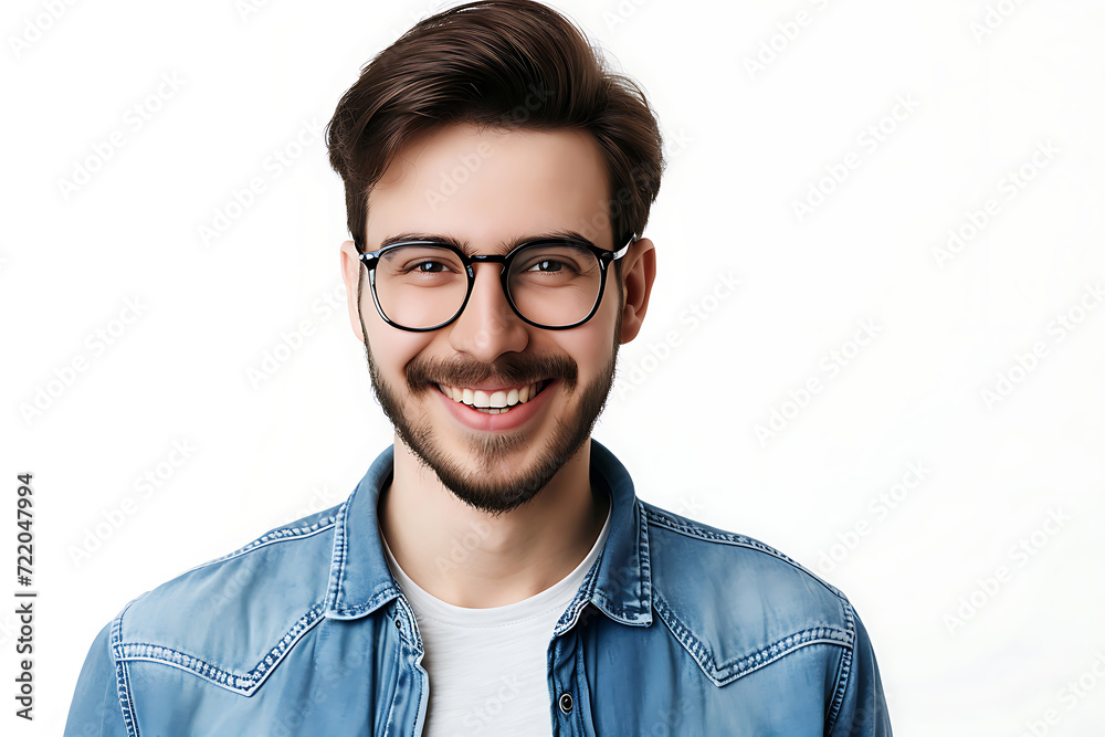 close up shot of cheerful young man on isolated background
