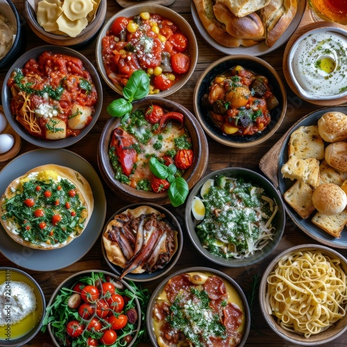 Italian food on table . luxury photo of itlian meals on table