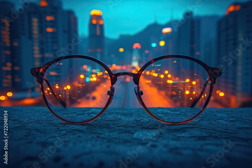Glasses that adjust correctly eyesight from blurred to sharp. Generative AI photo
