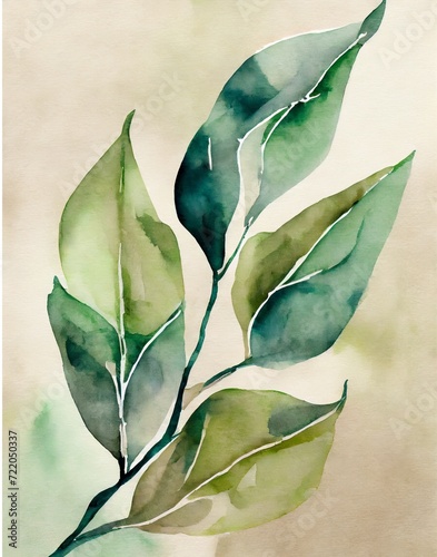 Watercolor beautiful biho leaves artworks