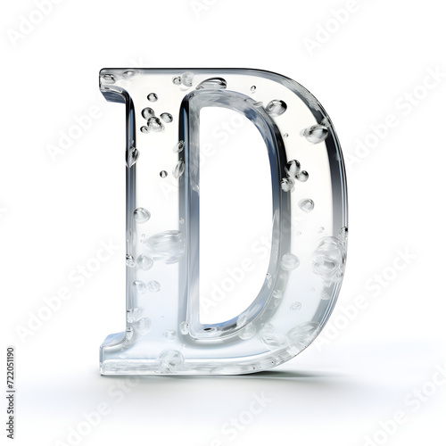 Glass alphabt, font, letters, realistic glass letter D photo