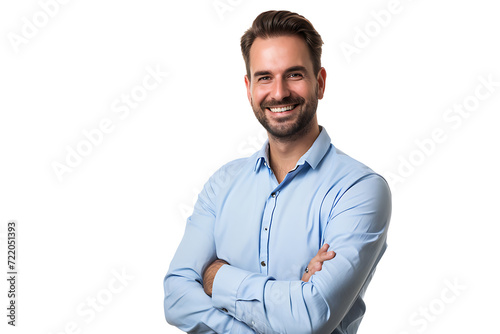 portrait of businessman arm crossed on isolated background