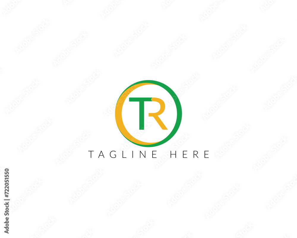 TR circle letter logo design with circle and ellipse shape. TR circle letter logo design with circle and ellipse shape.