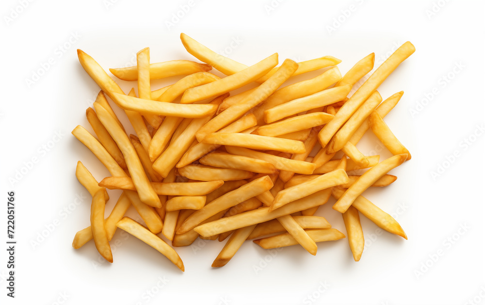 French fries crispy Isolated on white background Generated by AI French fries crispy Isolated on white background Generated by AI