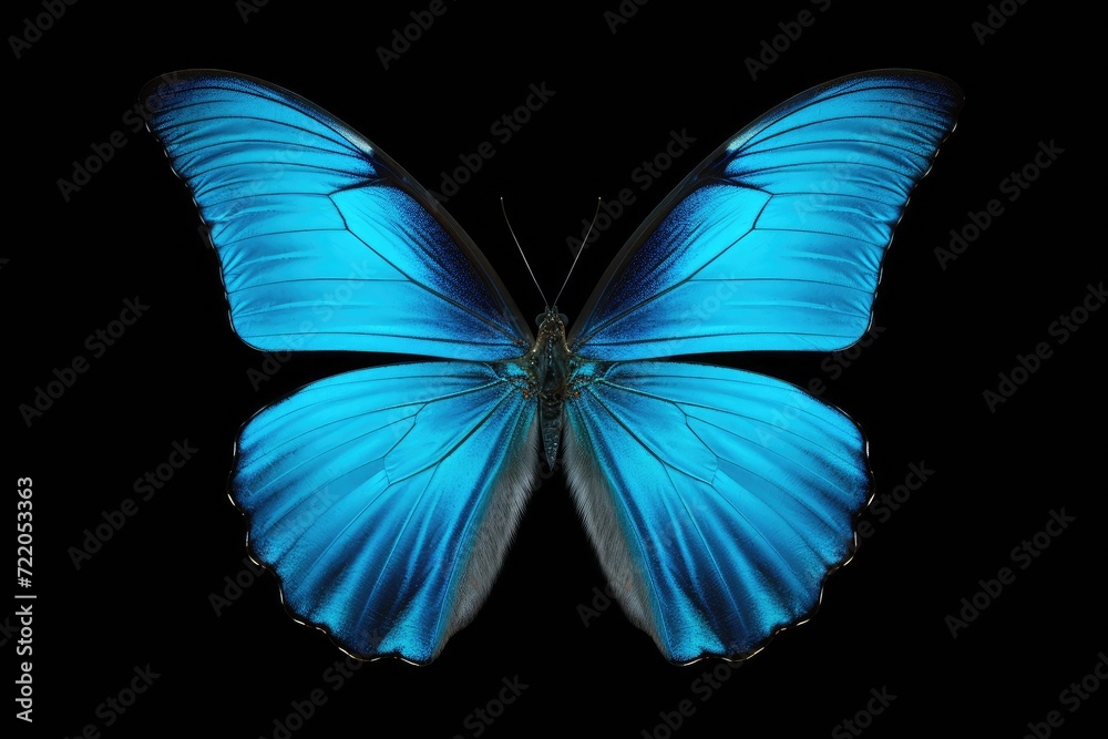 Majestic Blue Butterfly: A Striking Portrait of Delicate Winged Beauty - Generative AI Majestic Blue Butterfly: A Striking Portrait of Delicate Winged Beauty - Generative AI