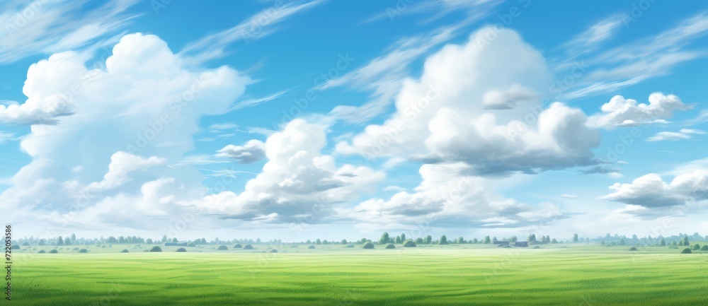Endless Green Fields: A Serene and Vibrant Landscape Under the Blue Sky - Generative AI Endless Green Fields: A Serene and Vibrant Landscape Under the Blue Sky - Generative AI