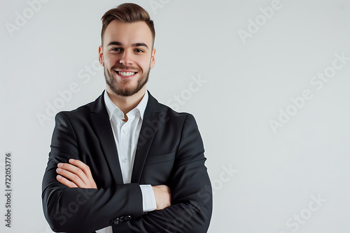 portrait of businessman arm crossed on isolated background