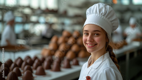 Portrait of a chocolatier young woman.