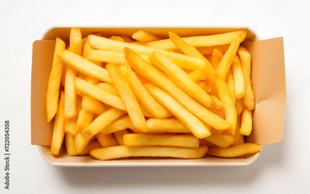 French fries crispy Isolated on white background Generated by AI French fries crispy Isolated on white background Generated by AI