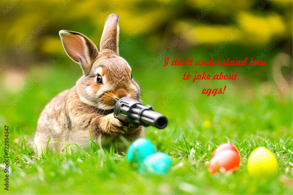  Osterhase mit einen Spruch über die Bedeutung von Ostereiern Stock Bildidee 