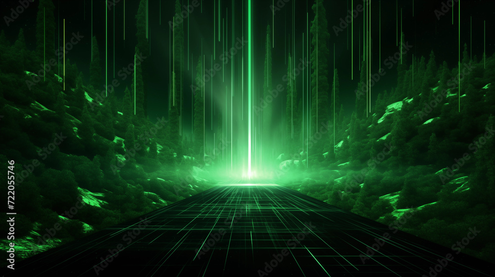 Abstract 3D background of green neon lines sliding down. Modern wallpaper. Abstract 3D background of green neon lines sliding down. Modern wallpaper.