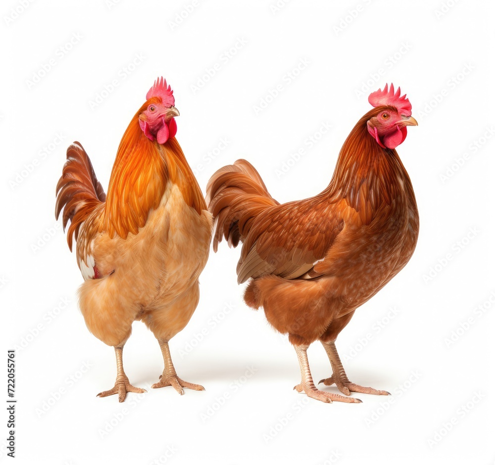 Two Hens Posing Proudly: A Glimpse into Farm Life and Poultry - Generative AI