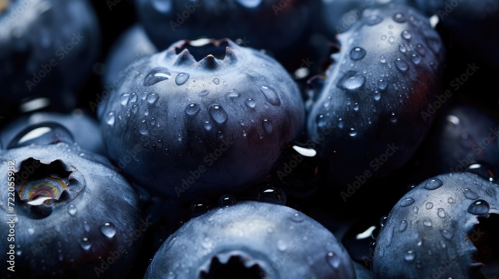 Fresh blueberries fruit background image. Generative AI Fresh blueberries fruit background image. Generative AI