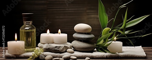 spa treatments with stones and bamboo mat