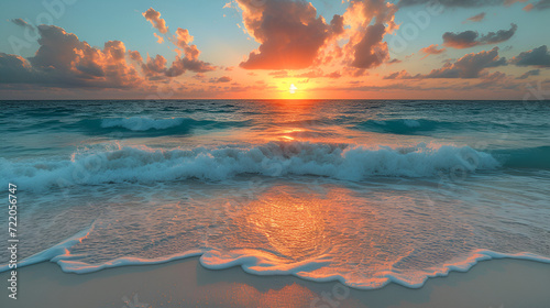 sunset on the beach. generative ai  photo