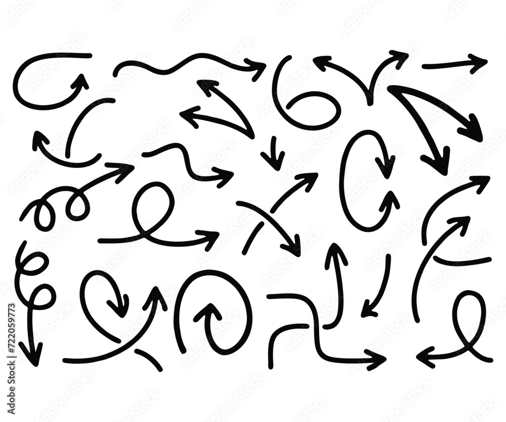Doodle vector arrows and design elements. Hand drawn set of icons, frames, borders, arrows in cartoon style. Elements for infographics. Doodle vector arrows and design elements. Hand drawn set of icons, frames, borders, arrows in cartoon style. Elements for infographics.