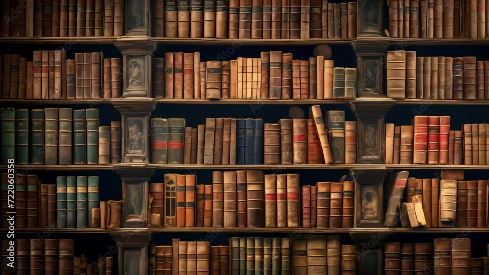 a shelf full of old books in a library. lost knowledge and secrets. Generative AI a shelf full of old books in a library. lost knowledge and secrets. Generative AI