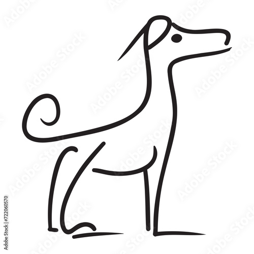Vector hand drawn cute dog. Isolated illustration on white background