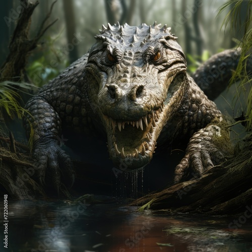 Realistic detailed crocodile in swamp © Vladyslav  Andrukhiv