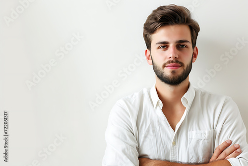 portrait of young man arm crossed on isolated background