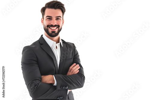 portrait of businessman arm crossed on isolated background