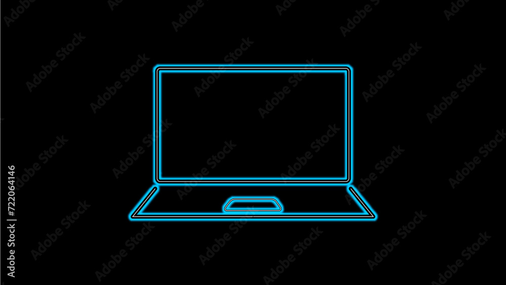 Modern Blue Line Laptop Icon: Elegant and Simple Design for Digital and Tech Themes Modern Blue Line Laptop Icon: Elegant and Simple Design for Digital and Tech Themes