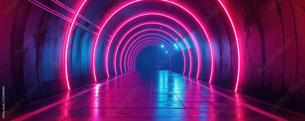 Tunnel with neon light Tunnel with neon light