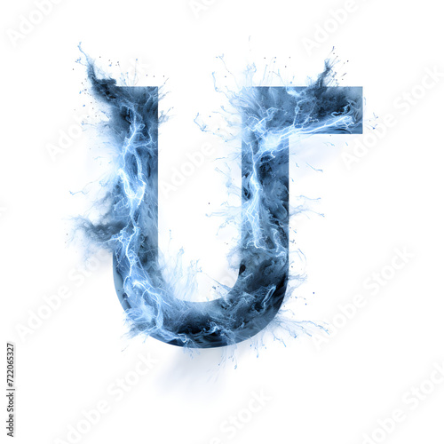 Lightning Alphabet, lightning font, thunder font, realistic fonts, realistic alphabet letter U