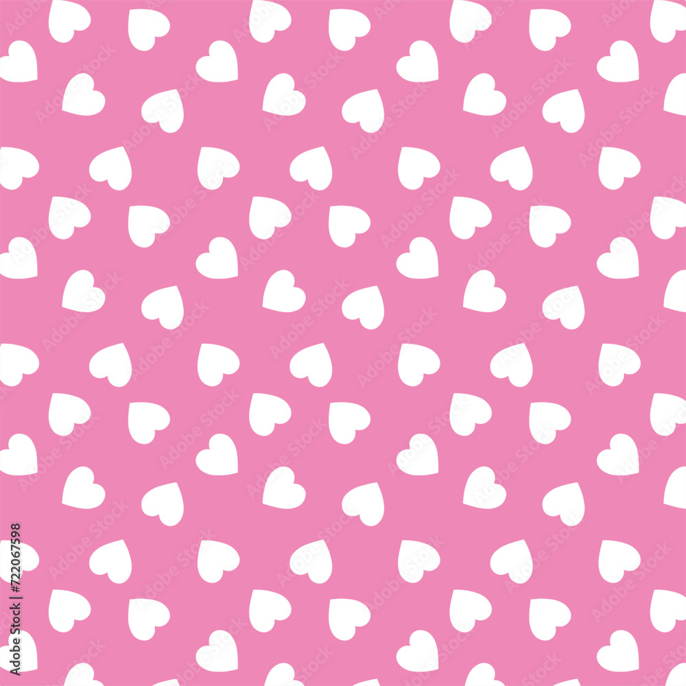Hearts seamless pattern, cute pink vector background with small hearts, baby print, Valentine backdrop.