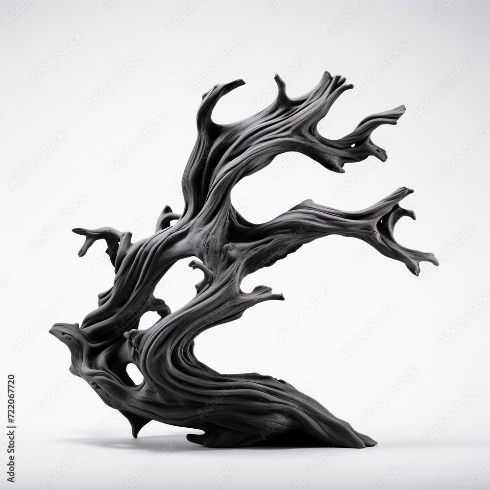 studio black and white picture of a piece of a small black simple root white background сreated with Generative Ai studio black and white picture of a piece of a small black simple root white background сreated with Generative Ai