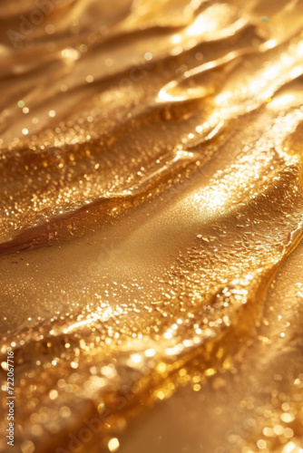 An abstract pattern formed by flowing golden waves.