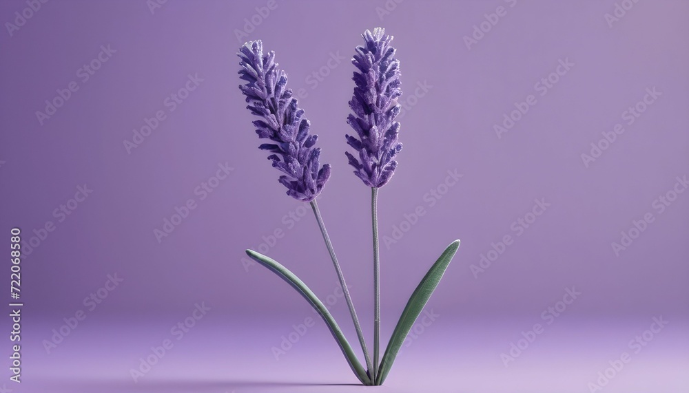 Naklejka premium Two lavender flowers on purple surface