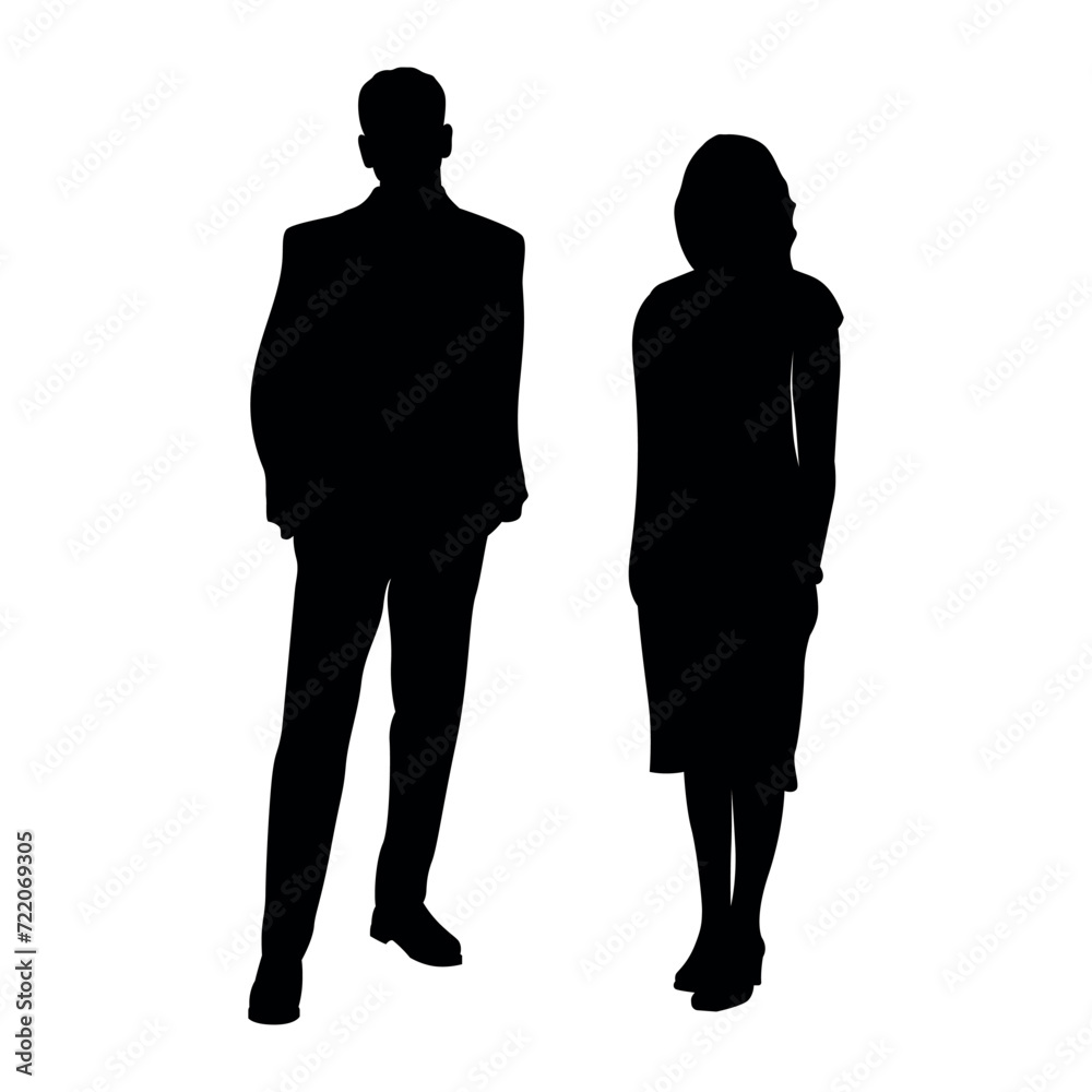 Man in suit woman in dress silhouette
