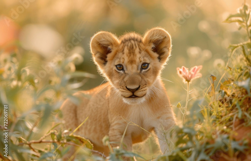 The adorable lion cub, bathed in soft light © Veniamin Kraskov