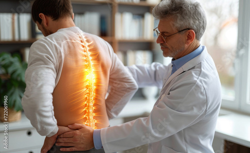 chiropractor treating patient's back pain photo