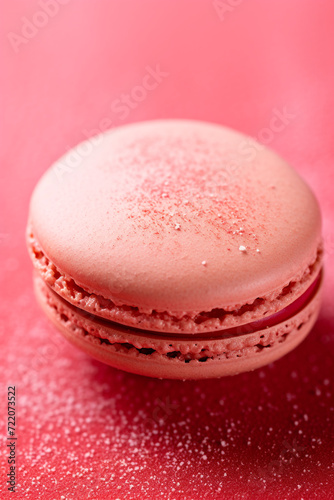 One macaroon. Minimialist and elegant. Gastronomy photography, very close up сreated with Generative Ai © Andrii Yablonskyi