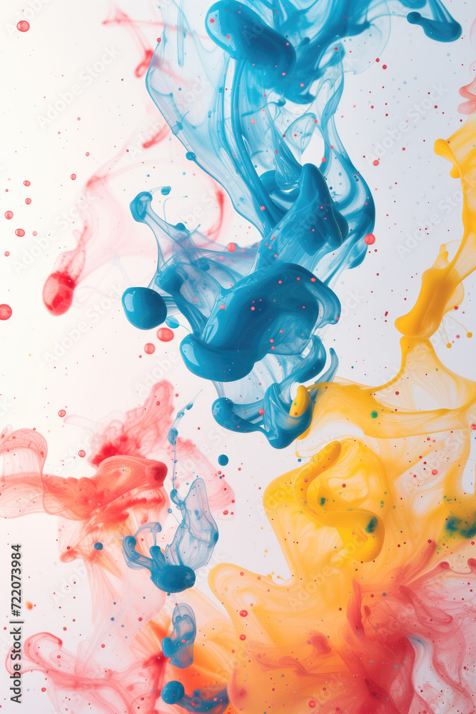 Fototapeta premium Abstract background of colored fluid spots isolated on white background