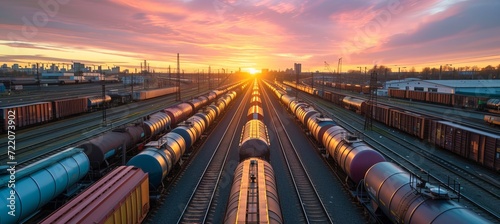 Extensive Train Yard Filled With Multiple Trains in Different Colors and Sizes photo