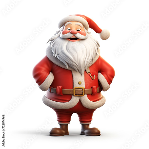 cute tall realistic santa, cartoon, full body, without snow, white background сreated with Generative Ai