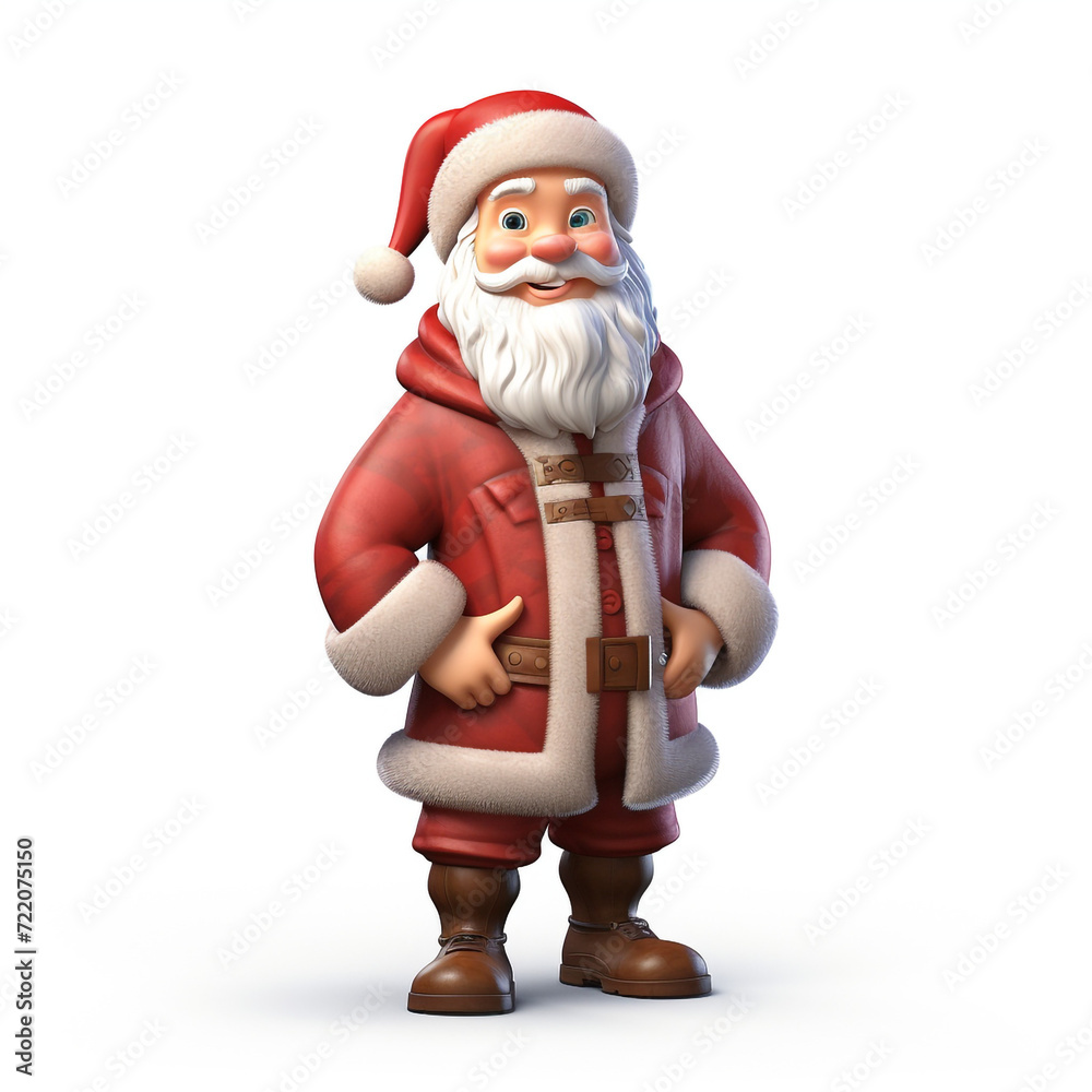 cute tall realistic santa, cartoon, full body, without snow, white background сreated with Generative Ai cute tall realistic santa, cartoon, full body, without snow, white background сreated with Generative Ai